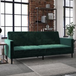 Dorel Liam Velvet Clic Clac Sofa Bed - Green - thumbnail 1