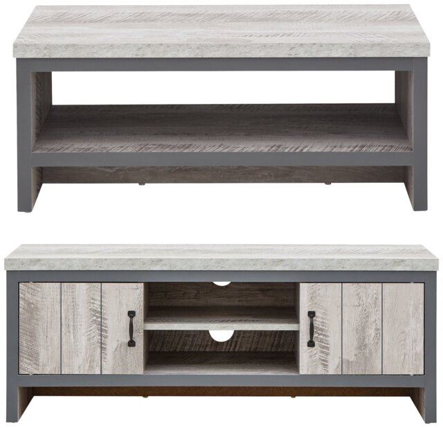 GFW Boston 2 Piece Furniture Set with 113 cm TV Unit - Grey - image 1