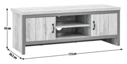 GFW Boston 2 Piece Furniture Set with 113 cm TV Unit - Grey - thumbnail 2