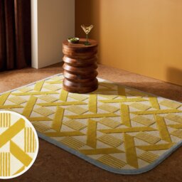 Habitat Blue Border Wool Cut Pile Rug - 120x170cm