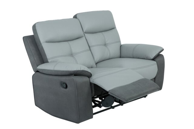 Argos Home Charles Leather Mix 2 Seater Recliner Sofa - Grey - image 1