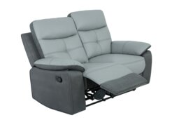 Argos Home Charles Leather Mix 2 Seater Recliner Sofa - Grey - thumbnail 1