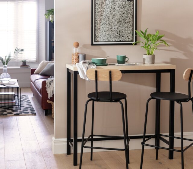 Habitat Zayn Metal 2 Seater Bar Table - Black & Birch - image 1