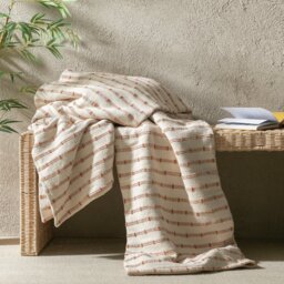 Habitat Global Throw - Neutral & Rust - 200x220cm - thumbnail 1