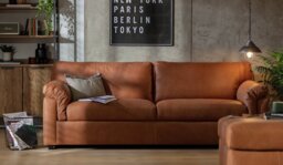 Habitat Florence Leather 4 Seater Sofa - Tan - thumbnail 2