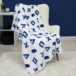 PlayStation Levels Fleece Throw - Blue & White - 150x100cm - thumbnail 2