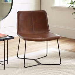 Julian Bowen Joren Faux Leather Accent Chair Black Steel Feet - Brown