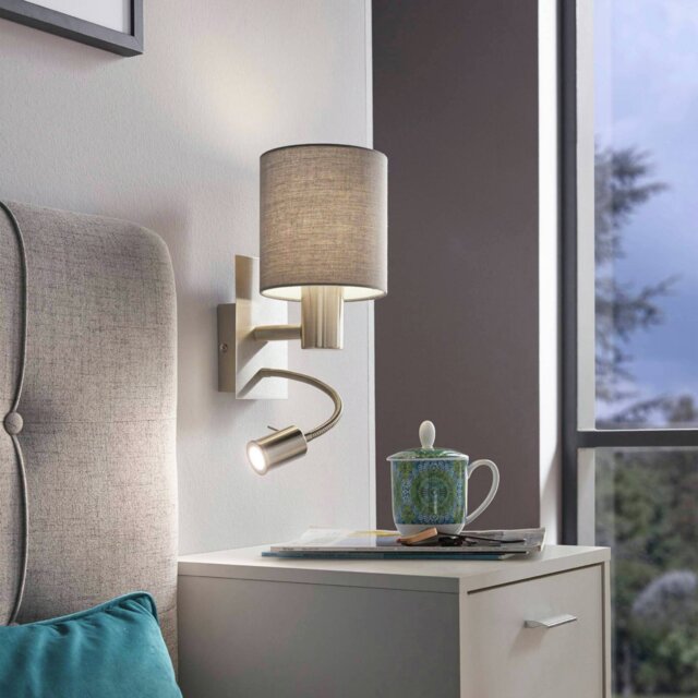 EGLO Pasteri Steel Wall Light with Reading Light - Grey - image 1