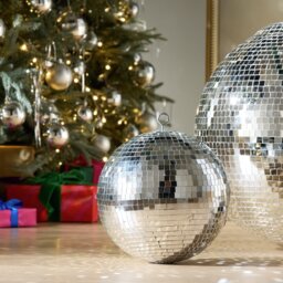 Habitat Silver Mirror Disco Ball Christmas Hanging Ornament - thumbnail 1