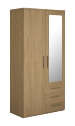 Argos Home Brisbane 2 Door 3 Drawer Mirror Wardrobe - Oak - thumbnail 2