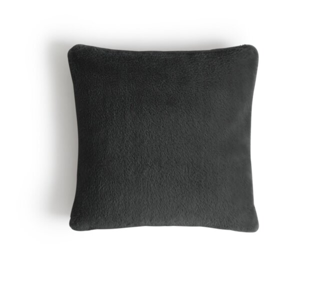 Habitat Faux Fur Cushion - Black - 43x43cm - image 1