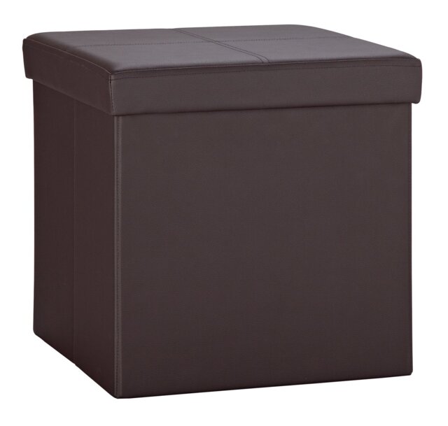 Argos Home Faux Leather Small Storage Ottoman - Brown - image 1