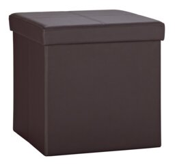 Argos Home Faux Leather Small Storage Ottoman - Brown - thumbnail 1
