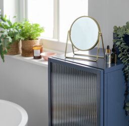 Argos Home Gold Metal Round Pedestal Swivel Mirror - 21x19cm