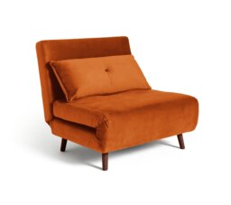 Habitat Roma Single Velvet Chairbed - Orange - thumbnail 1