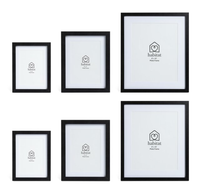 Habitat Black Wooden 6 Pack Picture Frames -Mixed Sizes - image 1