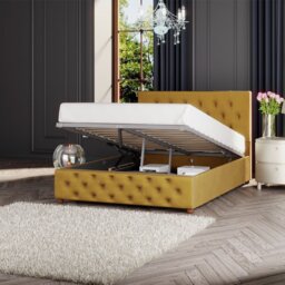 LLB Luna Velvet Double Ottoman Bedframe - Ochre - thumbnail 2