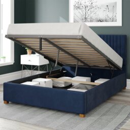 Aspire Grant Velvet Double Ottoman Bedframe - Navy - thumbnail 2