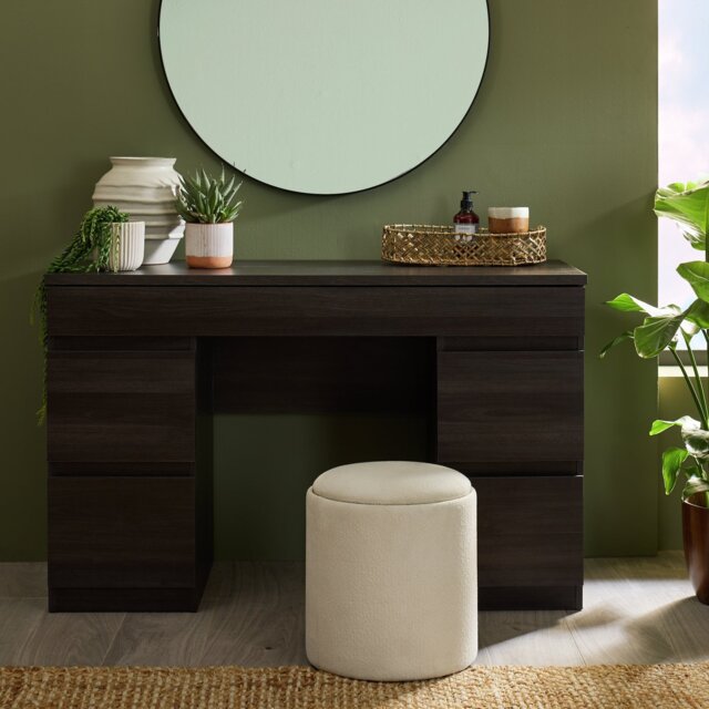 Argos Home Jenson 5 Drawer Dressing Table Desk - Black Brown - image 1