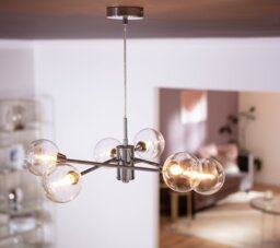 Habitat Sputnik Glass 6 Light Pendant Light - Chrome - thumbnail 1