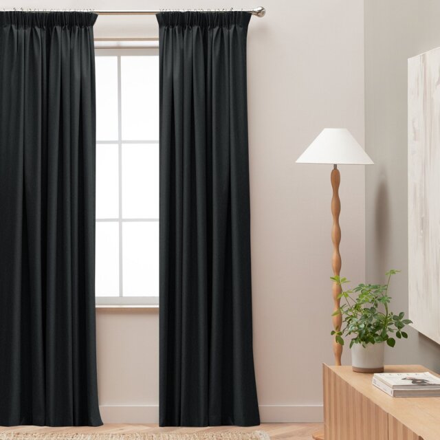 Habitat Blackout Pencil Pleat Curtains - Charcoal - 228x228cm - image 1