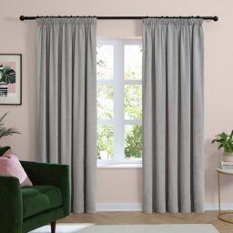Furn Soft Chenille Blackout Pencil Pleat Curtains - Silver - 229x137cm - thumbnail 2