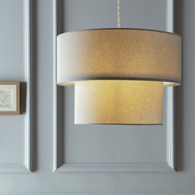 Habitat Grey 2 Tier Easy Fit Lampshade - 35cm - image 1