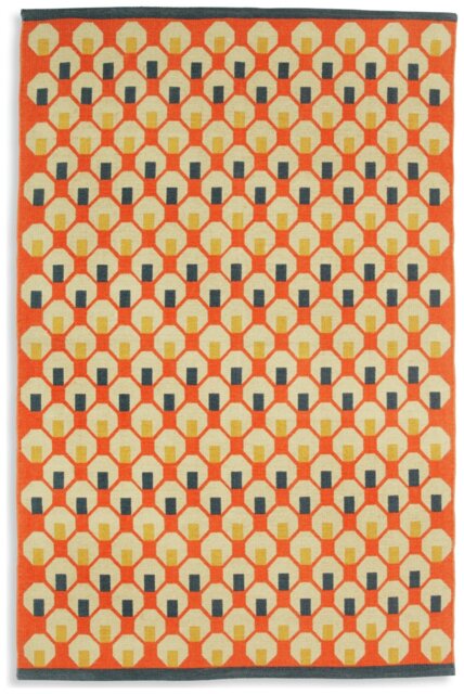 Habitat Octo Geometric Orange Cotton  Rug-120x180cm - image 1
