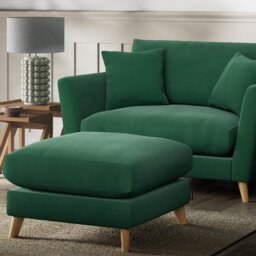 Habitat Lomond Fabric Footstool - Green - Ash Leg - thumbnail 2