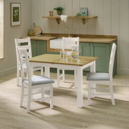 Argos Home Ashwell 4-6 Seat Extending Cream Table & 4 Chairs - thumbnail 1