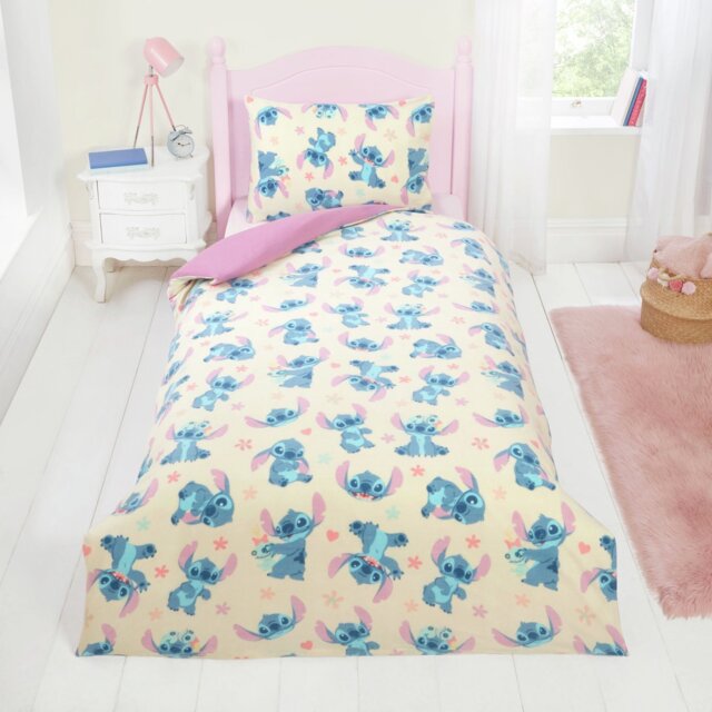 Disney Stitch Scrump Fleece Cream Kids Bedding Set - Single - image 1