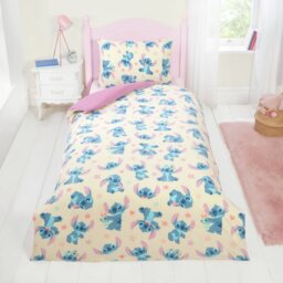 Disney Stitch Scrump Fleece Cream Kids Bedding Set - Single