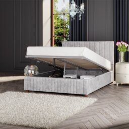 LLB Estella Velvet Double Ottoman Bedframe - Silver - thumbnail 2