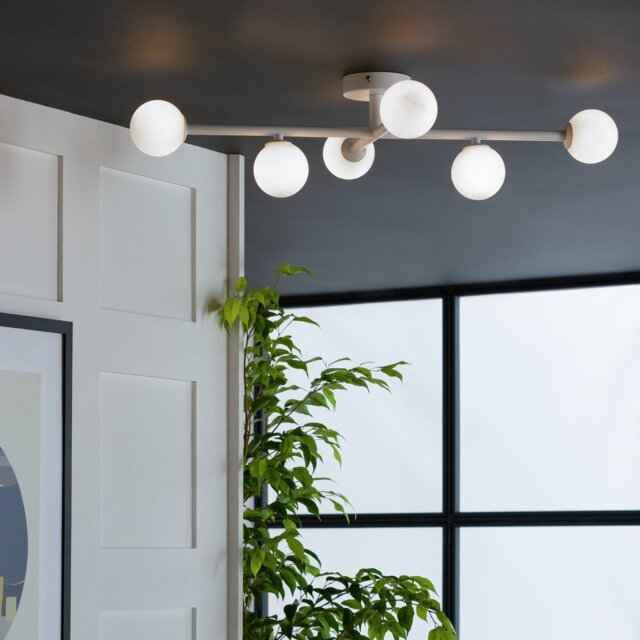 Habitat Alonso 6 Light Bathroom Flush Ceiling Light - White - image 1