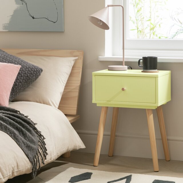 Habitat Otto 1 Drawer Bedside Table - Yellow - image 1