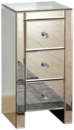 GFW 3 Drawer Bedside Table - Mirrored - thumbnail 2