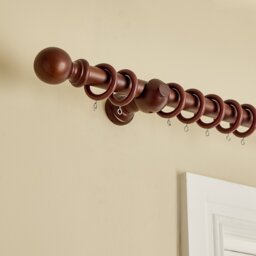 Argos Home Wooden Ball Walnut Stain Curtain Pole - 240cm - thumbnail 1
