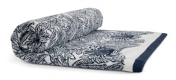 Habitat x Morris & Co. Tulip Toile Bath Sheet - Navy - thumbnail 1