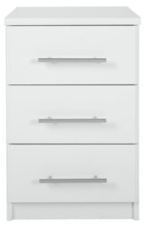 Argos Home Normandy 3 Drawer Bedside Table - White - thumbnail 1