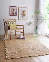 Origin Jute Scalloped Edge Yellow Short Pile Rug - 120x170cm - thumbnail 1