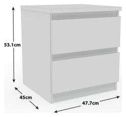 Argos Home Jenson 2 Drawer Bedside Table - Matte White - thumbnail 2