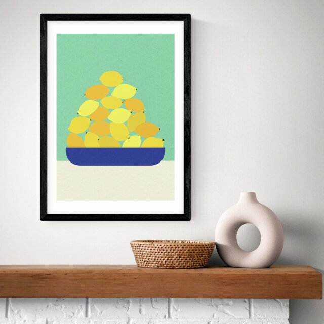 East End Prints Sicily Lemons Black Frame Art Print - A3 - image 1