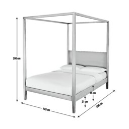 Habitat Blissford Four Poster Double Wooden Bed Frame -Black - thumbnail 2