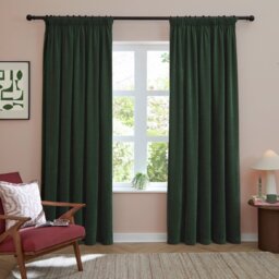 Furn Soft Chenille Blackout Pencil Pleat Curtains - Green - 117x183cm - thumbnail 2