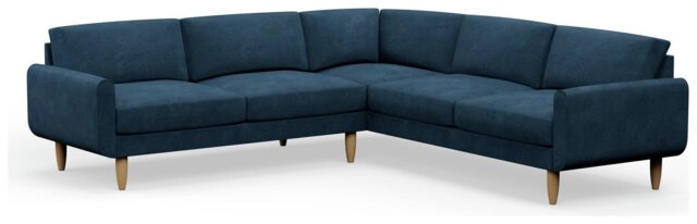 Hutch Velvet Round Arm 7 Seater Corner Sofa -  Ink Blue - image 1