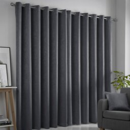 Fusion Strata Dim-out Eyelet Curtains - Charcoal - 117x183cm - thumbnail 2