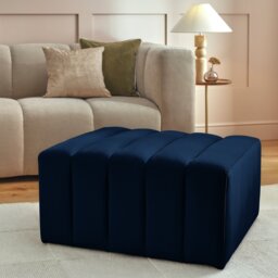 Argos Home Letti Velvet Footstool - Navy - thumbnail 1