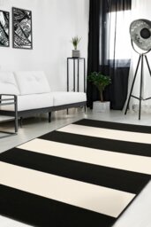 Homemaker Maestro Bold Stripe Black Cut Pile Rug - 160x230cm - thumbnail 1