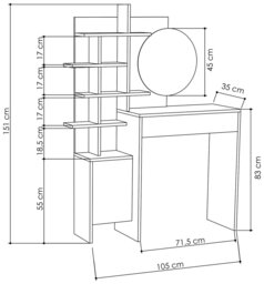 GFW Freyja 1 Drawer Dressing Table - White & Oak - thumbnail 2