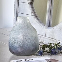 Ivyline Verre Round Atlantic Frosted Glass Vase - Blue - thumbnail 1